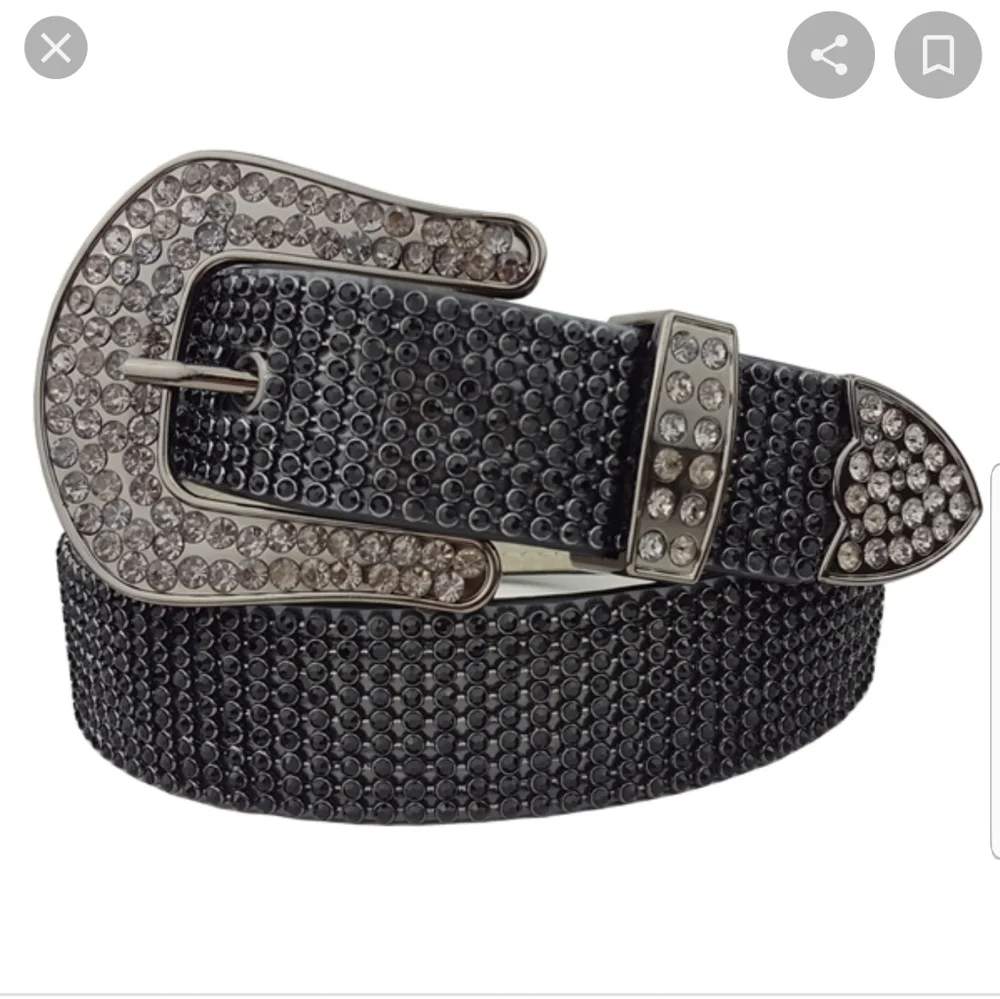 Leather western belt w rhine stone